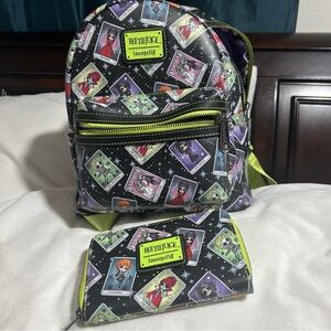 Loungefly Beetlejuice Black and Green Backpack Set
